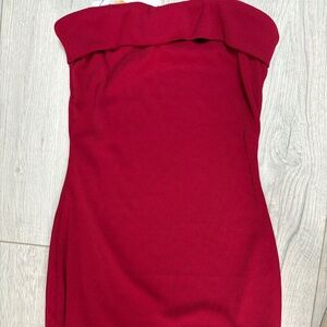 Pretty Garden Strapless Red Dress
